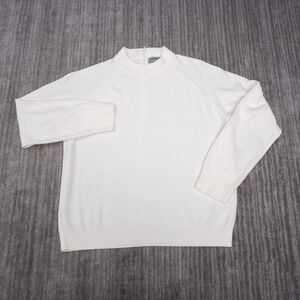 Designers Originals Sweater Womens PL White Excellent Mock Neck Back Zip Luxelon